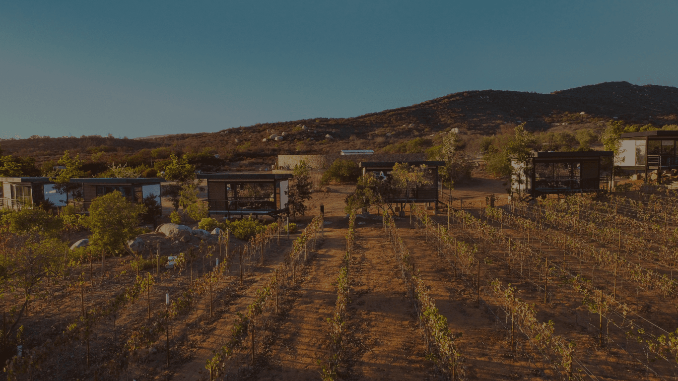 Desert landscape with cabins